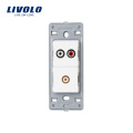 Livolo US Audio de 3,5 mm y toma de video con enchufes eléctricos de pared de cristal blanco perla VL-C5-1ADVD-11